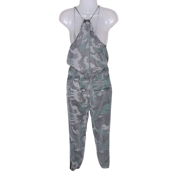 PAM & GELA Green Camo Sleeveless Tie Waist Tank Top Jumpsuit Pockets Women’s - Picture 14 of 15
